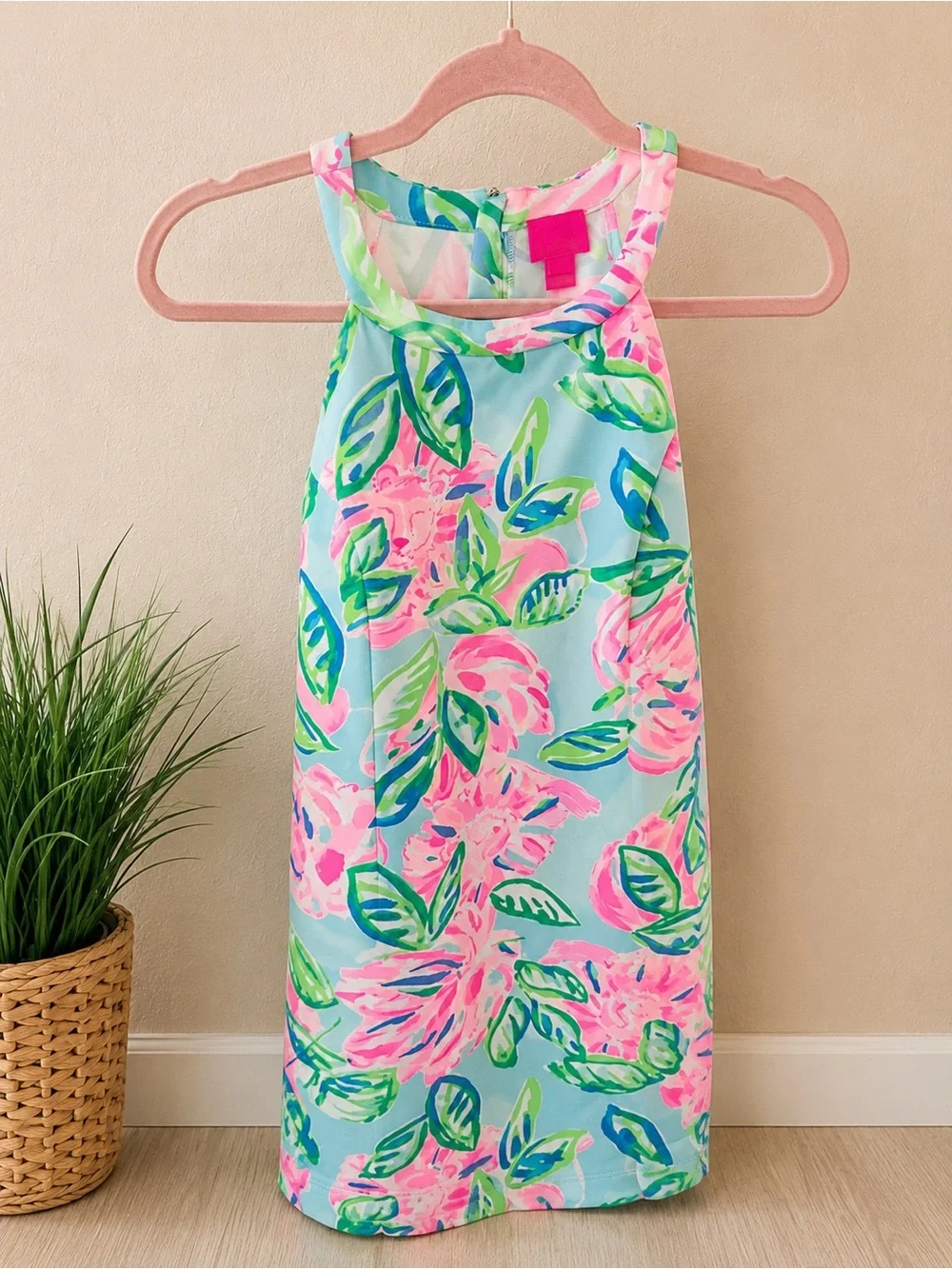 Lilly Pulitzer Girls Floral Shift Dress in Pink, Aqua & Green